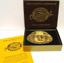 1989 MONTANA Centennial Bald Eagle Belt Buckle Ltd Ed Certificate Authenticity