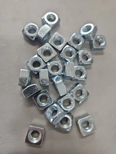 3/8"-16 Grade 2 Steel Square Nuts Zinc Clear Coarse Thread (25)