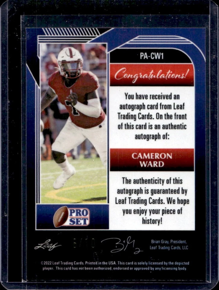 2022 Pro Set Metal Cameron Ward RC Prismatic Red White Blue Rookie Auto #/10 - Image 2 of 2