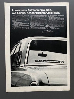 1968 ARAL Super mit Alkohol besser fahren Oldtimer Vintage Ad Werbung Reklame V5
