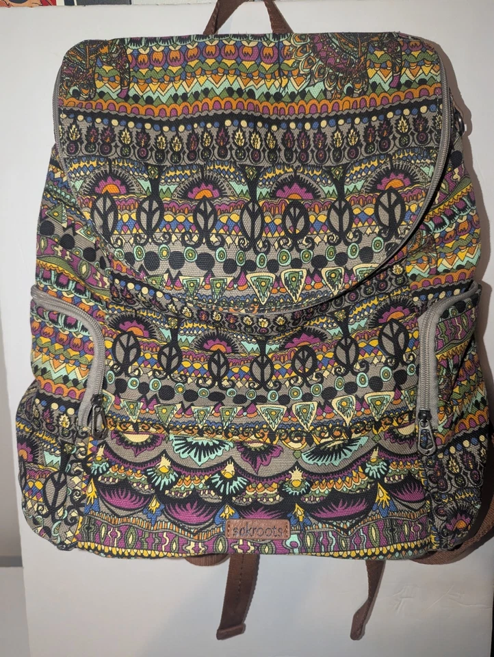 Mochila/bolsa para laptop Sacroots AC Pacific + estojo para lápis multicolorido floral 15x15 - Imagem 2 de 4