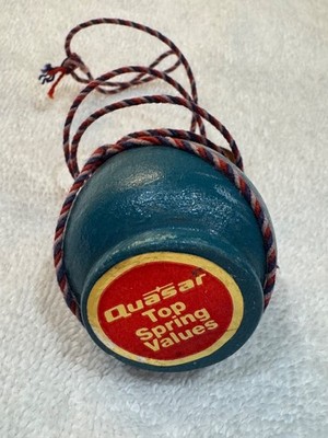 Rare Vintage  Quasar Advertising Spinning Top-Wooden Pull String Promo-!968-1970
