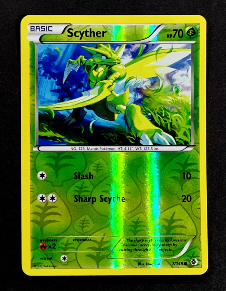 2012 Pokemon SCYTHER Boundaries Crossed REVERSE HOLO Black & White Card 7/149 - Image 2 of 4