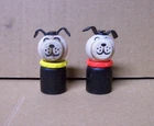 2 Fisher Price Little People Dogs Black White Red & Yellow Collar Vintage Wood
