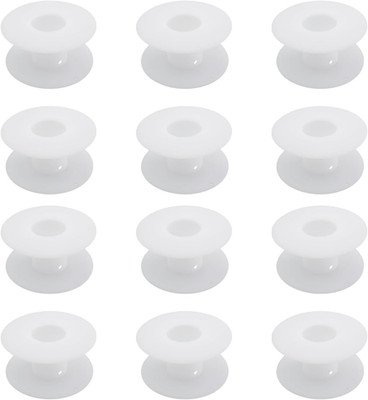 12PCS 69Mm White One Piece Plastic Empty Spools Bobbin Wrap Small Rubber Spools
