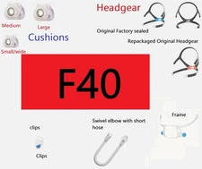F40 Cushion Headgear/Frame/Swivel Adapter/Clips