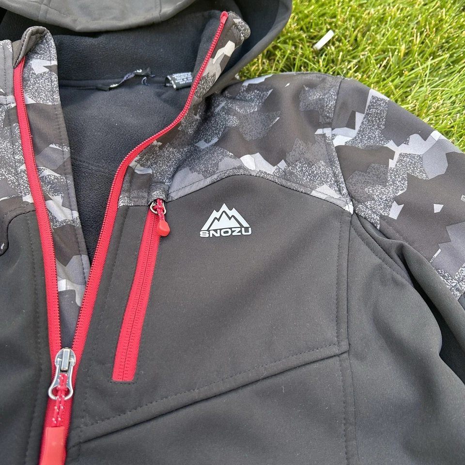 Snozu Boys Fleece Lined Jacket/Zip Up/Raincoat Size Large 14-16 Black Red - Image 3 of 4