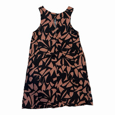 Target A New Day Black Brown Floral Shift Dress Sleeveless XS pkts linen/rayon