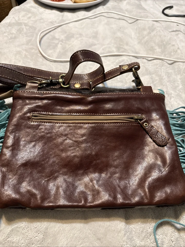 Bandolera para mujer Myra azul marrón borla Foto 3 de 3