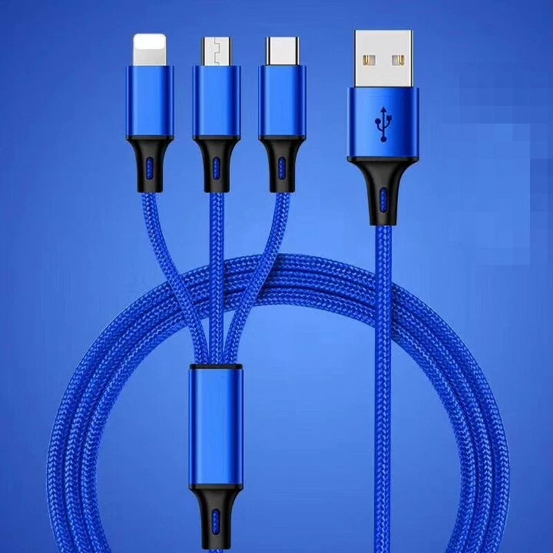 Mobile Phone Charging Cable 3in1 Type-C Micro USB IOS For IPhone Samsung Huawei_voghion.com