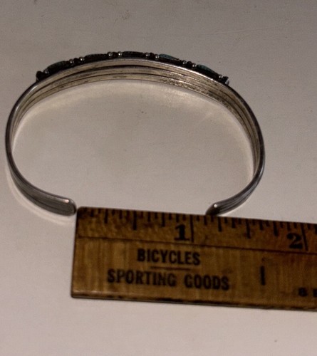 Vintage Zuni Sterling Silver Petit Needle Turquoise Dot Coral Cuff Bracelet 6” - Picture 7 of 17
