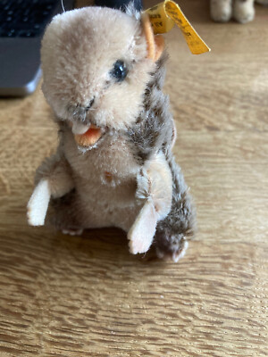 W) Steiff Biber Nagy 2120/10 mit Fahne am Ohr ca. 11 cm gebraucht