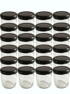 HOCZ 100x Mini Sturzgläser 50 ml Marmeladengläser Einmachgläser Einweckgläser Schwarz