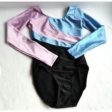 VeVa by VeryVary Girls Black Blue and Pink Sparkle Long Sleeve Leo - Girls 10