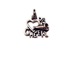 Sterling Cheerleading Charm 925 Silver Love to Cheer Heart 925 Dangle 1/2 Long
