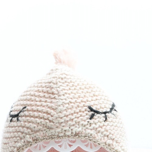 NEXT Girls Pink Acrylic Beanie One Size - Dinosaur design - Picture 3 of 10