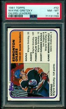 1981-82 TOPPS NHL Hockey #52 Wayne Gretzky Leaders PSA 8 NM-MINT Edmonton Oilers
