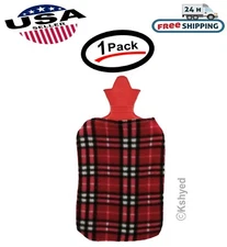 Hot Water Bottle with Plush Cover 2000ml Rubber Bag For Pain Relief Warm Therapy