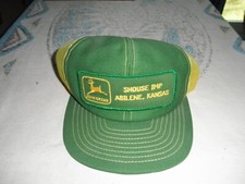 NOS John Deere Mesh Snapback Louisville Hat Large patch SHOUSE IMP ABILENE KS