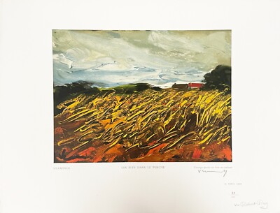 Maurice de Vlaminck ''Les Bles Dans le Perche'' Signed Wood Engraving 1950 mint cd