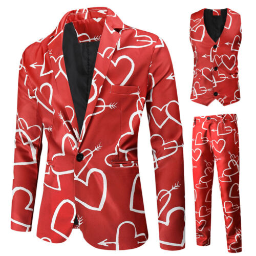 Men Coat Business Formal Slim Fit Suit Set Party Pants Wedding Blazer 3pcs - Picture 1 of 12