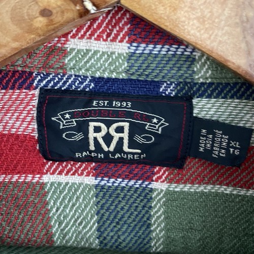Ralph Lauren Double RL Flannel Shirt Size XL X Large Mens Green Plaid Western - Picture 6 of 8