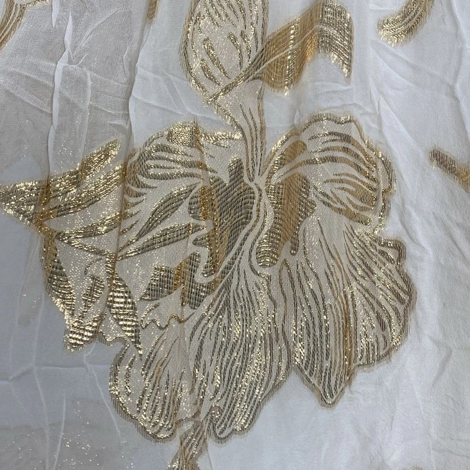 Вечернее платье Aidan Mattox из шелковой фольги с цветочным бисером 14 кремовое/золотистое - Изображение 4 из 4