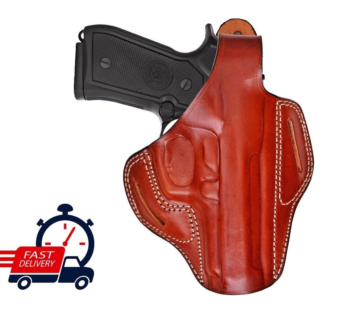 Leather Belt Holster Fits H&K 45, VP9, P30 - Thumb Break - Genuine Leather