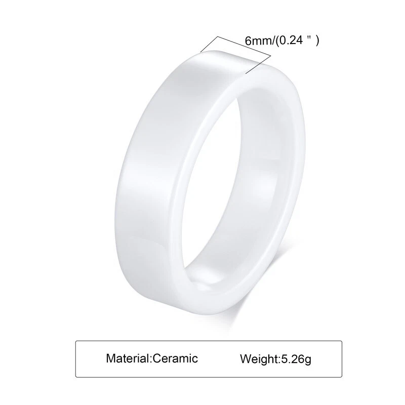 Anillo superior alianza de boda de moda clásica de hip hop negro/blanco de cerámica de 6 mm para hombre nuevo Foto 2 de 4