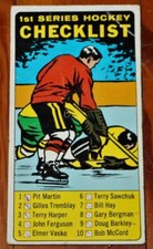 1964 Topps Hockey Tall Boy Card 1st Series Checklist 