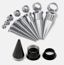 1x 2 in 1 Set Screw On Ear Taper & Flesh Tunnel Stretcher Earplugs Expander Kit 