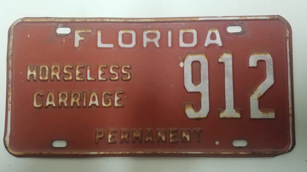 Vintage Early 60's Florida Horseless Carriage License Tag | eBay