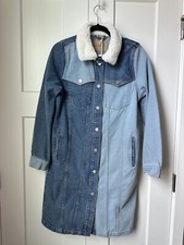 NWT BLANKNYC Two-Toned Denim Faux Fur Collar Long Sleeve Button Up Jacket SZ S