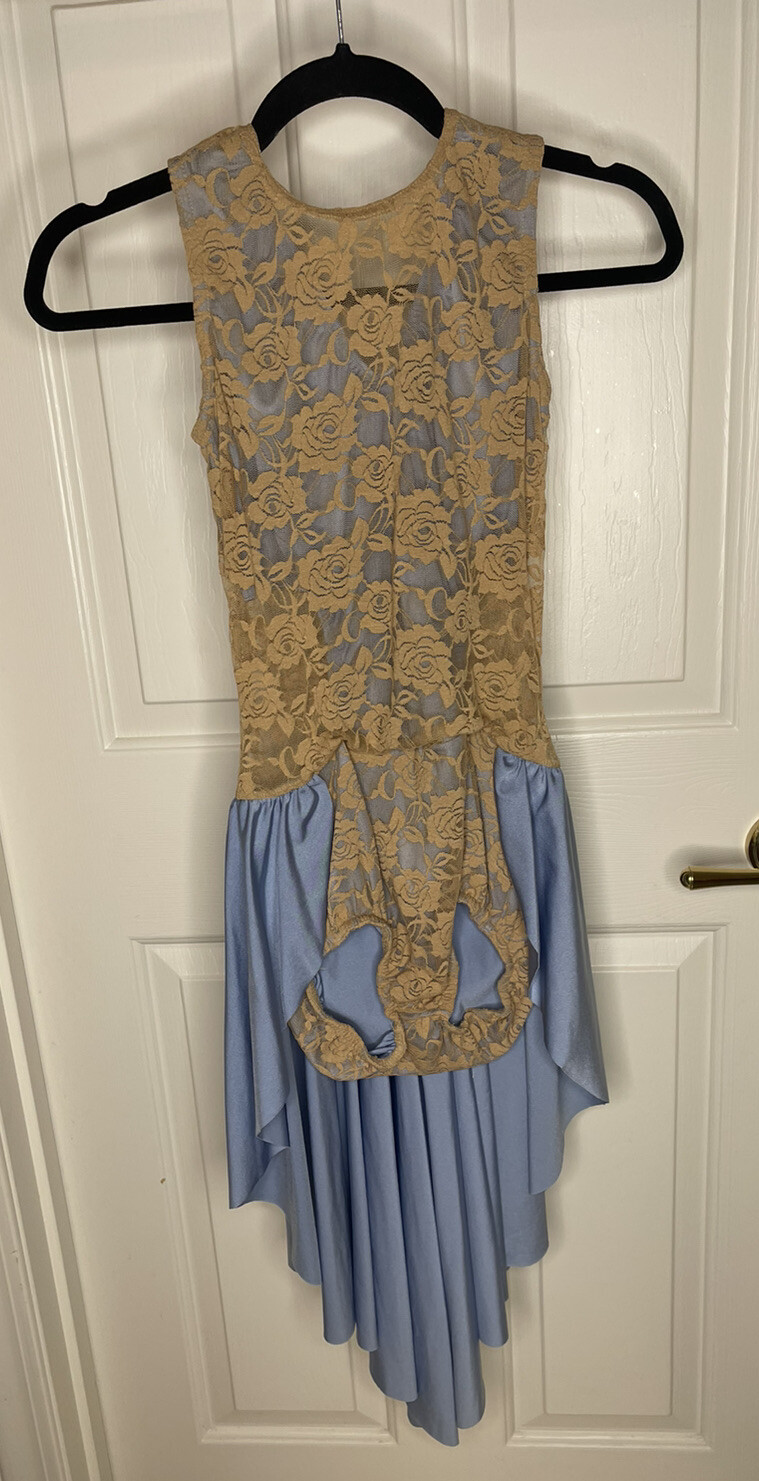 Kelle Blue Leotard Nude Lace Overlay, Blue Skirt Danc… Gem
