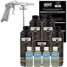 UPOL Raptor Woodland Green Urethane Spray-On Truck Bed Liner W/Free Spray Gun 4L