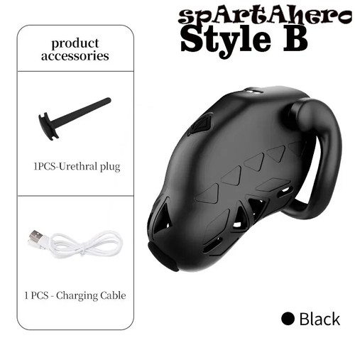 Jaula de control de castidad masculina E-stim intensidades jaula con 4 anillos activos para hombre - Imagen 9 de 12