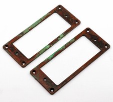 AGP - Low Profile Flat Bottom Aged Relic Chrome Mini Humbucker Ring Set