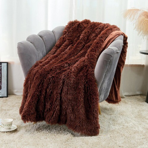 Große Flanell Überwurf Decke lang Shaggy Plüschdecke für Couch Schlafsofa - Bild 32 von 34