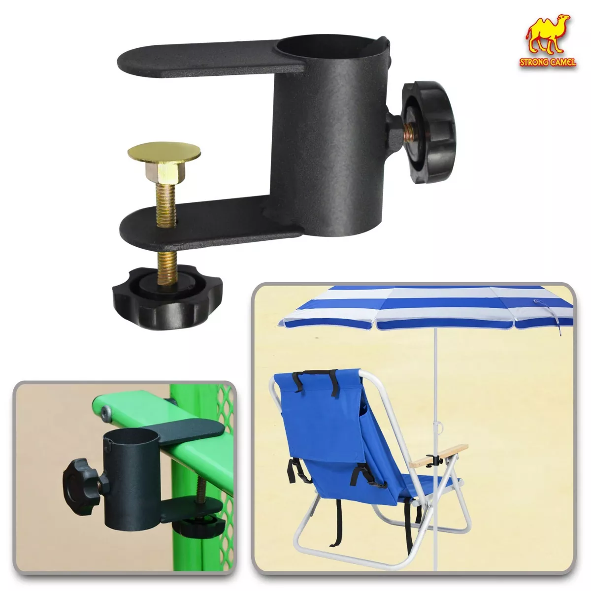 Beach Fishing Umbrella Mount Chair Clamp Metal Clamp Holder Clip