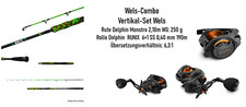 Wels Combo Wels Set Vertikal Set Wels Angelset Welsrolle Welsrute 2,10m WG 250 g