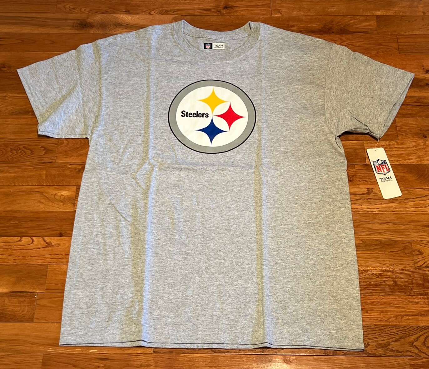NFL Team Apparel Mens T-shirt Pittsburgh Steelers Short Sleeve Gray Large NWT