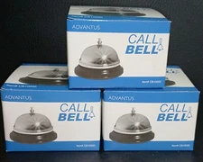 Advantus Call Bell 3.38 Inch Diameter Chrome Finish Black Base CB10000  Qty 3