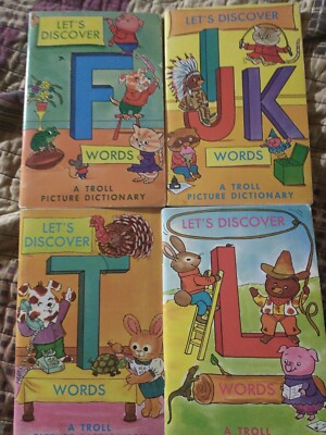 Let's Discover Words A Troll Picture Dictionary Book Lot of 4 F, IJK, L and T