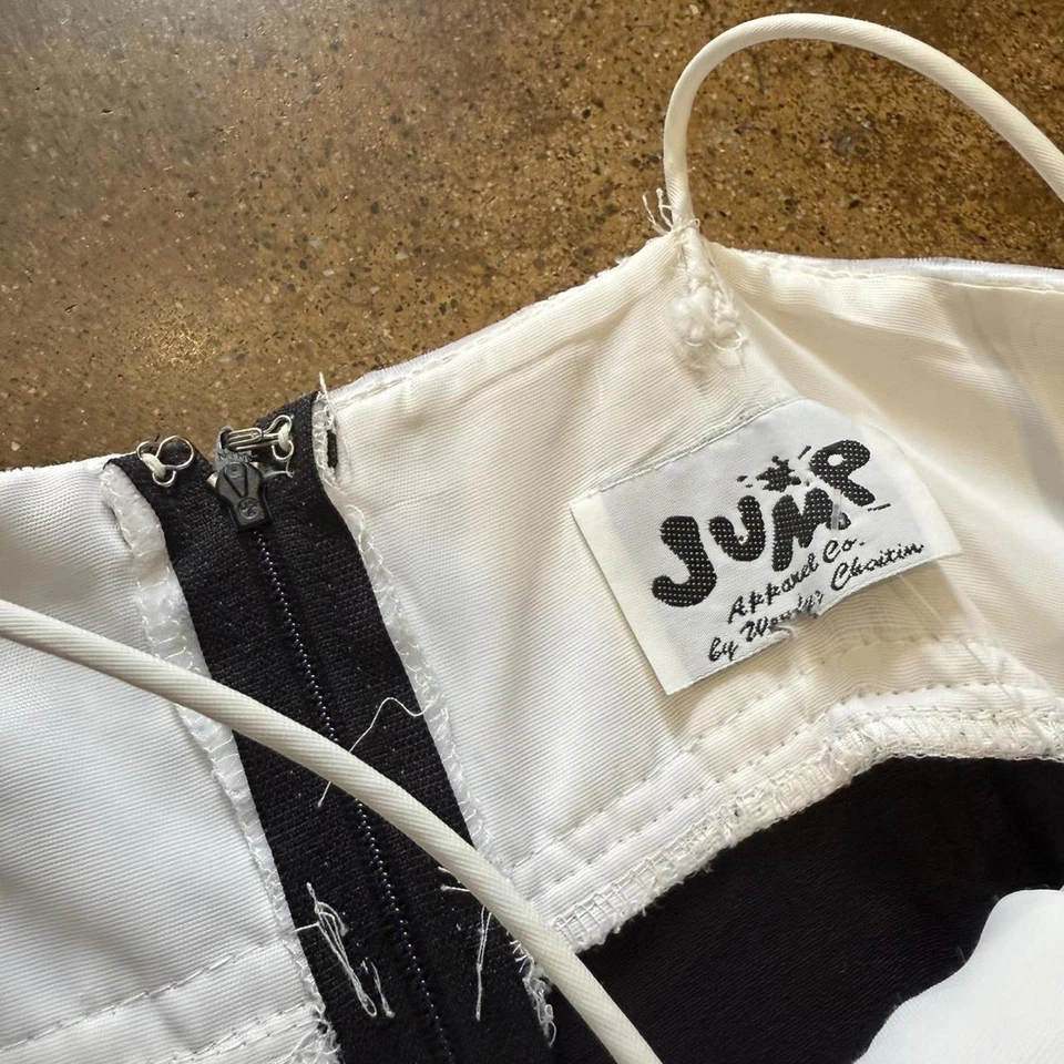 Maxi Vestido Vintage Años 90 Blanco y Negro Cuello Alto Foto 4 de 4