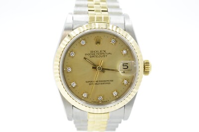 Rolex Datejust 31 31mm 68273 Champagne Diamond Dial 1991 Box & Papers
