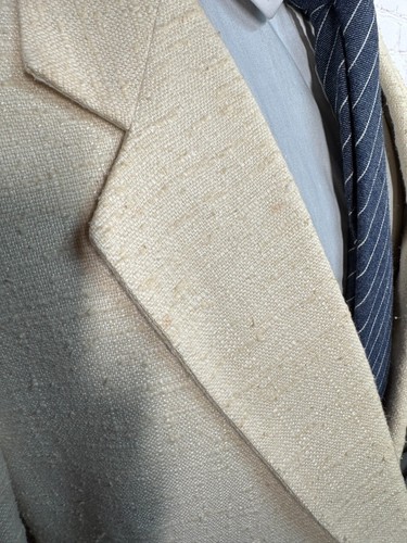 DANIEL HECHTER Mens Beige Cream HOMESPUN PURE SILK Sport Coat Blazer Jacket 38R - Picture 10 of 12