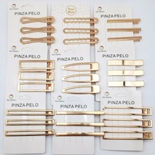 3pcs Gold Crocodile Alligator Bow Blank Cutout Hair Bangs Clips multi-size