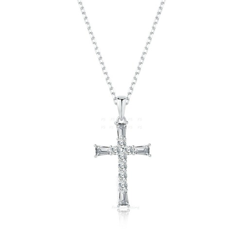 1 Ct Women Men Cross Pendant Necklace Simulated Diamond 14K Gold Plated Silver - Picture 13 of 16