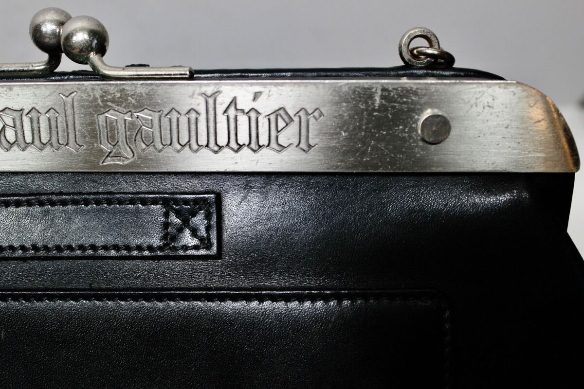 Vintage JEAN PAUL GAULTIER Metal Panel Black Leather Frame Vintage JEAN PAUL GAULTIER Metal Panel Black Leather Frame
