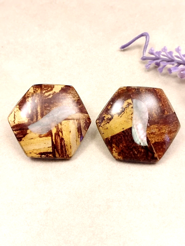 Wood In Resin Clip-On Earrings #A5-29